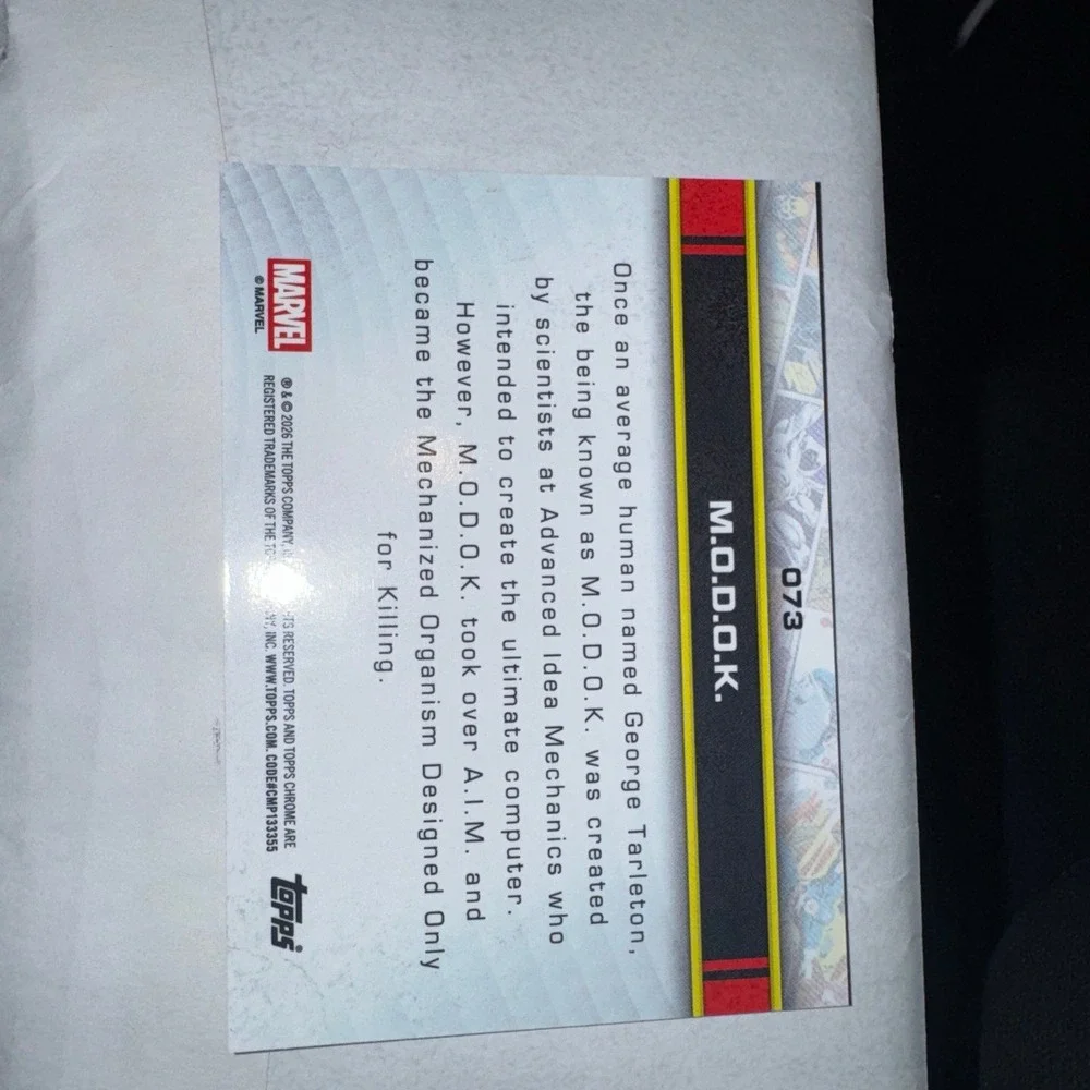 2026 Topps Chrome Marvel Comics M.O.D.O.K. Human Torch Refractor 17/39